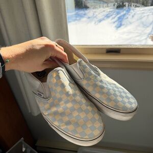 Vans Men’s Slip-On Shoes - Blue & White Checkerboard- Size 12
